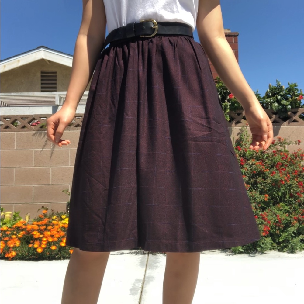 Burgundy A-line Skirt